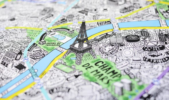 La mappa di Parigi disegnata completamente a mano da Jenni Sparks
