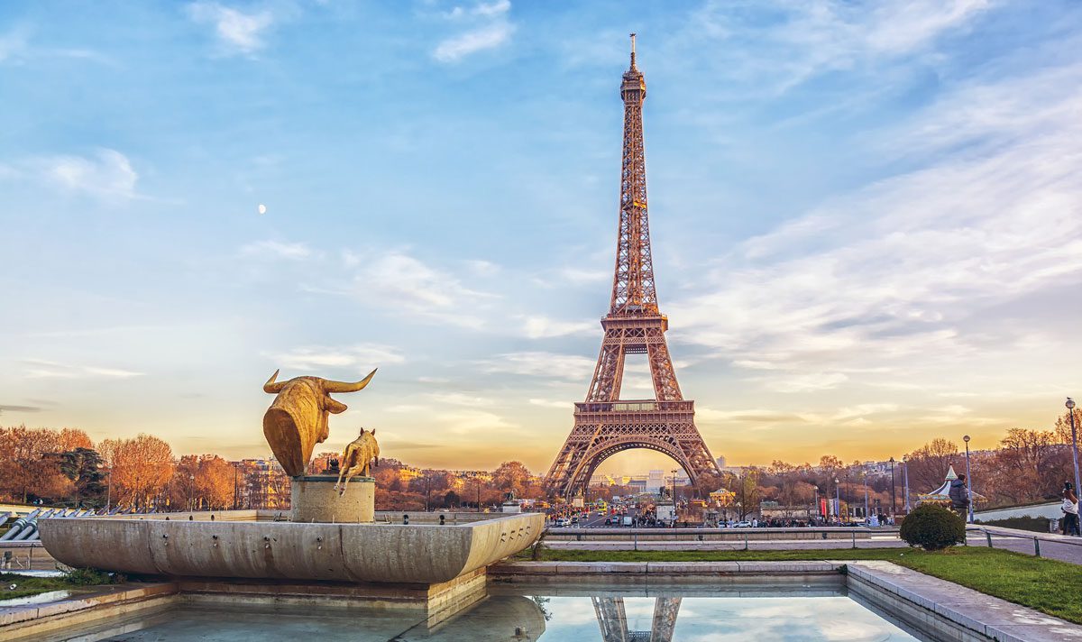 tutti i simboli di Parigi motivo melamina di qualità su sfondo bianco e rosso KIUB Dimensioni mini Mini vassoio Paris Tour Eiffel 