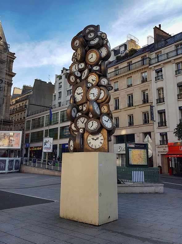FJAUOQ Orologio Da Parete Rotondo 24 Cm – Romanticissimo Con Scena Di Parigi, Silenzioso, Senza Vetro